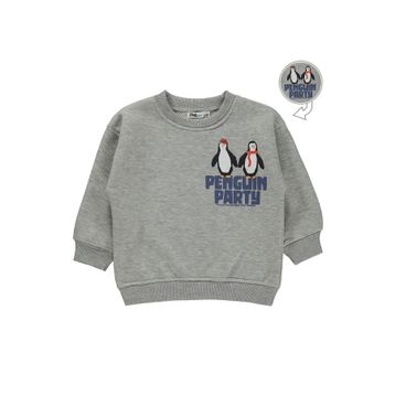Civil Penguın Party Baskılı 2-5 Yaş Gri Erkek Çocuk Sweatshirt
