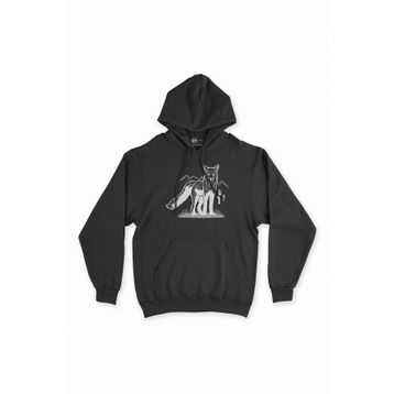 Cix Beyaz Tilkili Siyah Kapüşonlu Sweatshirt