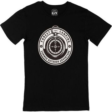 Cix Camping Compass Siyah Erkek T-shirt