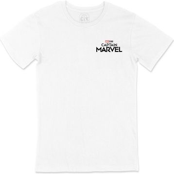 Cix Captain Marvel Studios Cep Logo Tasarımlı Beyaz Tişört