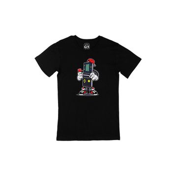 Cix Game Boy Baskılı Yuvarlak Yaka Siyah T-shirt