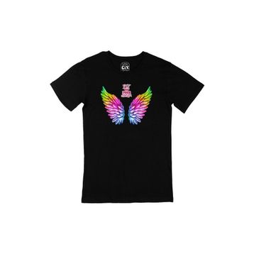Cix Hayallerine Uç Renkli Kanatlı Baskılı Siyah Erkek T-shirt