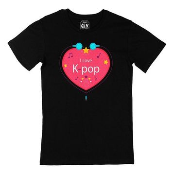 Cix K Pop Kalpli Siyah T-shirt