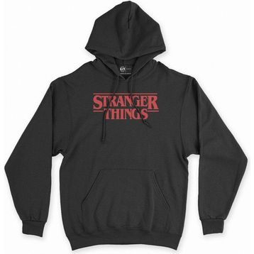 Cix Kırmızı Stranger Things Siyah Kapüşonlu Sweatshirt