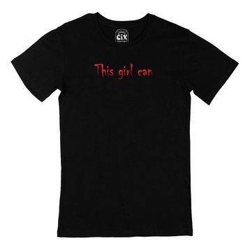Cix Kırmızı This Girl Can Yazılı Siyah Erkek T-shirt