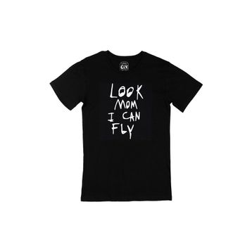 Cix Look Mum I Can Fly Travis Scott Yazılı Yuvarlak Yaka Siyah T-shirt