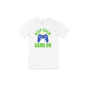 Cix Mavi Keep Calm Game on Beyaz T-shirt