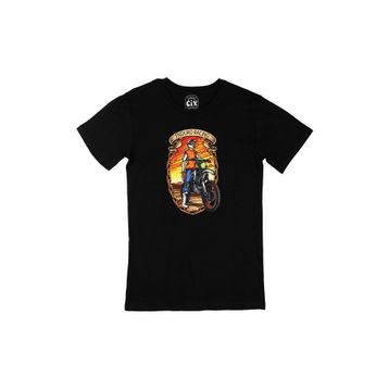 Cix Motor Enduro Racing Baskılı Yuvarlak Yaka Siyah T-shirt