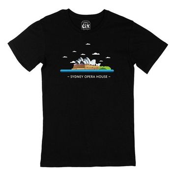 Cix Sidney Opera Binası Baskılı Siyah Erkek T-shirt
