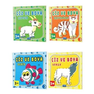 Çiz ve Boya Seti - 4 Kitap Takım - Parıltı Yayınları