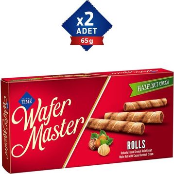 Çizmeci Time 65 gr Wafer Master Kakaolu Fındık Kremalı Rulo Gofret (2 adet)