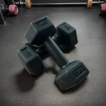 CK Spor 2x1 kg Köşeli Vinyl Kaplı Siyah Dambıl Ağırlık Seti