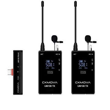 Ckmova UM100 Kit-4 Ultra Kompakt Type-C Girişli 1 Alıcı 2 Vericili Siyah UHF Kablosuz Yaka Mikrofon Seti