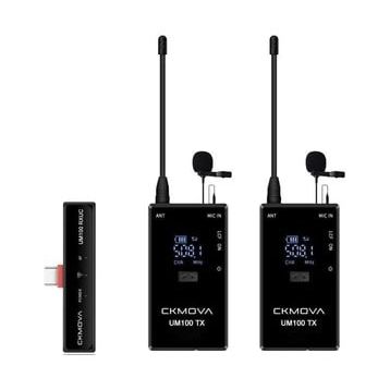 Ckmova UM100 Kit-4 Ultra Kompakt Type-C Girişli 1 Alıcı 2 Vericili Siyah UHF Kablosuz Yaka Mikrofon Seti