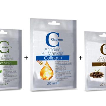 Claderm Aloe Vera-Coffee-Collagen 3x20 ml Kil Maskesi