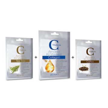 Claderm Tea Tree-Collagen-Coffee 3x20 ml Kil Maskesi