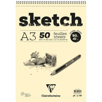 Clairefontaine EI96160 Esquisse Ivory A3 Kısa Kenarı Spiralli Sketch Eskiz Defteri