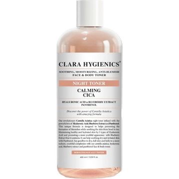 Clara 400 ml Hygienics Calming Cica Leke Karşıtı Sakinleştirici Nemlendirici Etkili Vegan Yüz ve Vücut Gece Tonik