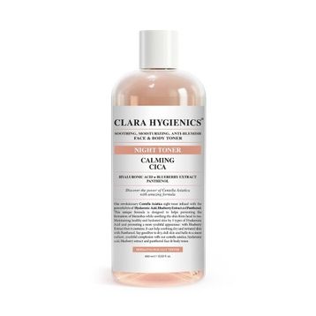 Clara 400 ml Hygienics Calming Cica Leke Karşıtı Sakinleştirici Nemlendirici Etkili Vegan Yüz ve Vücut Gece Tonik