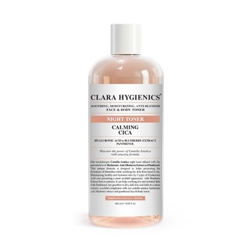 Clara 400 ml Hygienics Calming Cica Leke Karşıtı Sakinleştirici Nemlendirici Etkili Vegan Yüz ve Vücut Gece Tonik