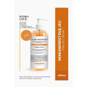 Clara Hygienics Hydra Lock Nem Hapsedici Tazeleyici Yatıştırıcı Vegan 400 ml Yüz ve Vücut Duş Jeli