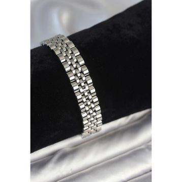 Clariss 316L Çelik 12 mm Kalınlıkta Gümüş Renkli Erkek Bileklik