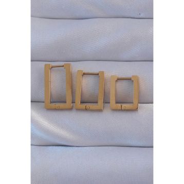 Clariss 316L Çelik Gold Renk Dikdörtgen Küpe Seti