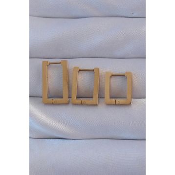 Clariss 316L Çelik Gold Renk Dikdörtgen Küpe Seti
