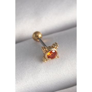 Clariss 316L Çelik Gold Renk Turuncu Zirkon Taşlı Tragus Piercing