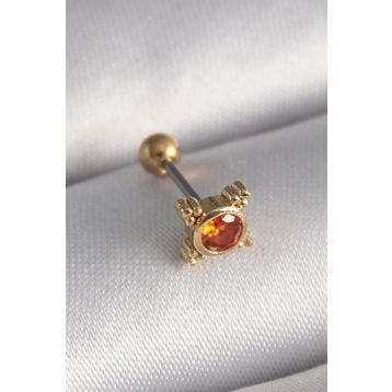 Clariss 316L Çelik Gold Renk Turuncu Zirkon Taşlı Tragus Piercing