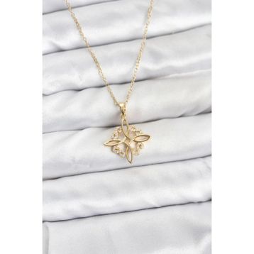 Clariss 316L Çelik Gold Renk Zincir Zirkon Taşlı Sonsuzluk Model Kadın Kolye