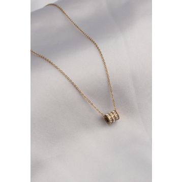 Clariss 316L Çelik Gold Renk Zirkon Taşlı Kadın Kolye