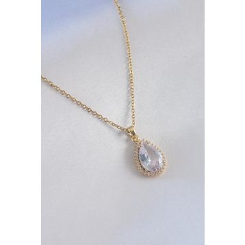 Clariss 316L Çelik Gold Renk Zirkon Taşlı Kadın Kolye