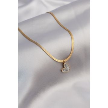 Clariss 316L Çelik Gold Renk Zirkon Taşlı Kadın Kolye
