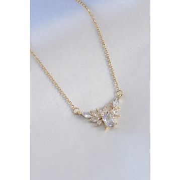 Clariss 316L Çelik Gold Renk Zirkon Taşlı Kadın Kolye