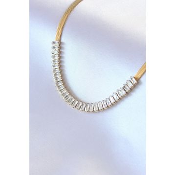 Clariss 316L Çelik Gold Renk Zirkon Taşlı Kadın Kolye