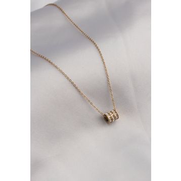 Clariss 316L Çelik Gold Renk Zirkon Taşlı Kadın Kolye