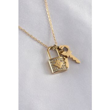 Clariss 316L Çelik Gold Renk Zirkon Taşlı Kadın Kolye