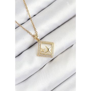 Clariss 316L Çelik Gold Renk Zirkon Taşlı Yıldız Model Kadın Kolye