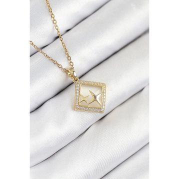 Clariss 316L Çelik Gold Renk Zirkon Taşlı Yıldız Model Kadın Kolye