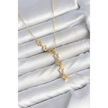 Clariss 316L Çelik Gold Renk Zirkon Taşlı Yıldız Model Kadın Kolye