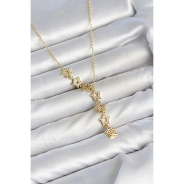 Clariss 316L Çelik Gold Renk Zirkon Taşlı Yıldız Model Kadın Kolye