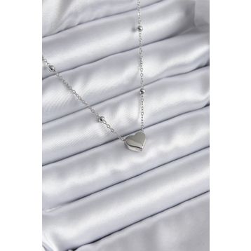 Clariss 316L Çelik Gümüş Renk İncili Kalp Model Minimal Top Detay Kadın Kolye