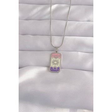 Clariss 316L Çelik Gümüş Renk Karışık Mineli Ay Figür Tarot Kolye
