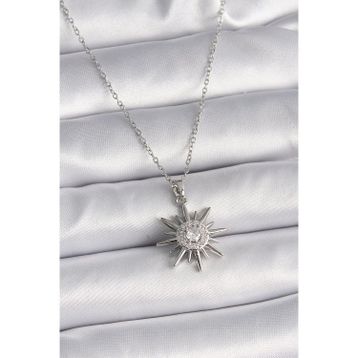 Clariss 316L Çelik Gümüş Renk Zincir Zirkon Taşlı Güneş Model Kadın Yüzük