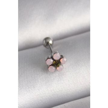 Clariss 316L Çelik Gümüş Renk Zirkon Taşlı Çiçek Tragus Piercing