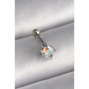 Clariss 316L Çelik Gümüş Renk Zirkon Taşlı Kalp Tragus Piercing