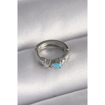 Clariss 316L Çelik Gümüş Renk Zirkon Taşlı Mavi Boncuk Detay Tragus Piercing