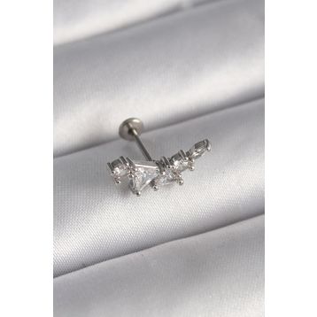 Clariss 316L Çelik Gümüş Renk Zirkon Taşlı Tragus Piercing