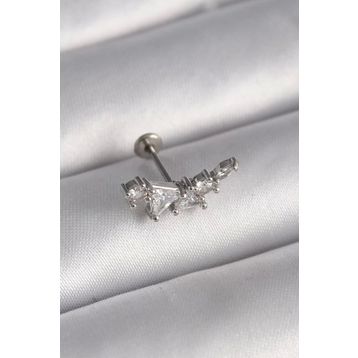 Clariss 316L Çelik Gümüş Renk Zirkon Taşlı Tragus Piercing